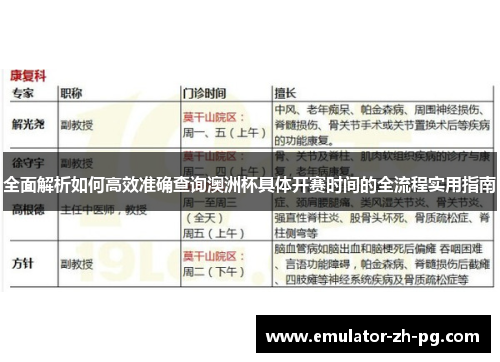 全面解析如何高效准确查询澳洲杯具体开赛时间的全流程实用指南 全面解析如何高效准确查询澳洲杯具体开赛时间的全流程实用指南